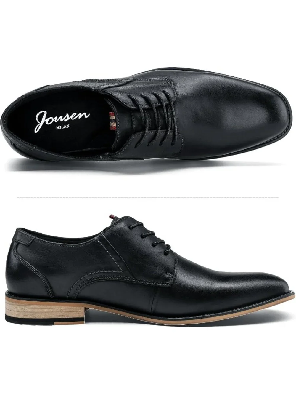 Men's Retro Black Leather Retro Plain Formal Dress Oxford Derby Shoes Causal